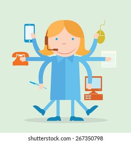 Multitasking character secretary.