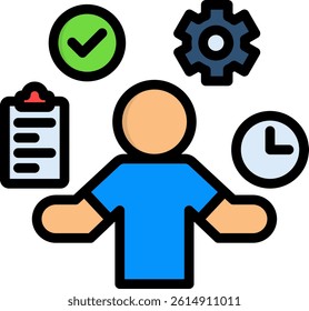 Multitasking Icon Lineal Color Vector Illustration