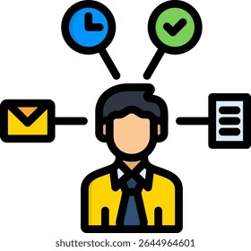 Multitasking Icon Lineal Color Vector Illustration
