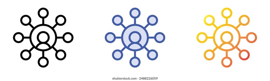 icono multitarea. Diseño de estilo de relleno lineal, azul y degradado aislado sobre fondo blanco