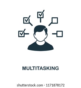 Multitasking icon. Monochrome style design from management collection. UI. Pixel perfect simple pictogram multitasking icon. Web design, apps, software, print usage.