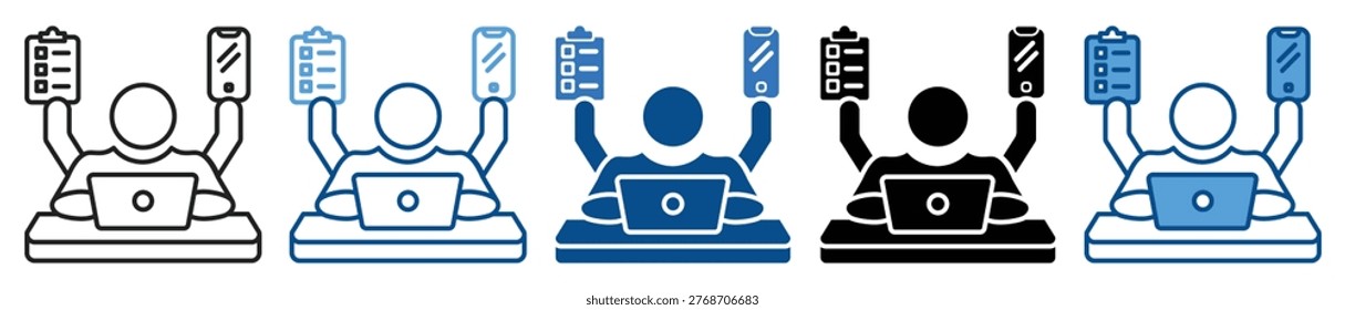 Multitasking icon set multiple style collection