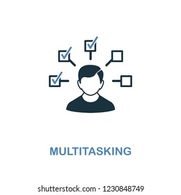 Multitasking icon. Two colors premium design from management icons collection. Pixel perfect simple pictogram multitasking icon. UX and UI usage.
