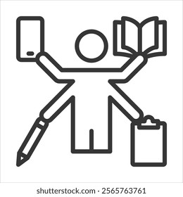 Multitasking Icon Vector Illustration Outline Style