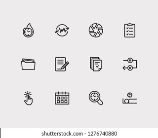 Multitasking icons set. Periodic breaks and multitasking icons with calendar, focus and group tasks. Set of remember for web app logo UI design.