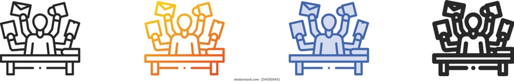 multitasking icon.Thin Linear, Gradient, Blue Stroke and bold Style Design Isolated On White Background