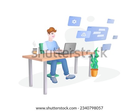 Multitasking job. Manager, office or remote worker. Work in progress. Illustration for your business