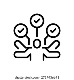 Icono de línea multitarea, símbolo de esquema para procesamiento paralelo, cambio de tareas, administración de recursos, eficiencia humana y operación compleja. Icono de signo de Vector.