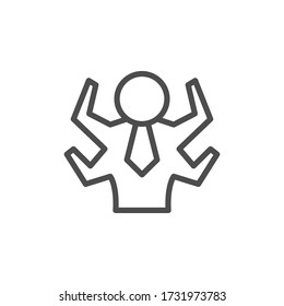 Multitasking line outline icon and management sign