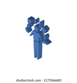 Multitasking Man isometric left top view 3D icon