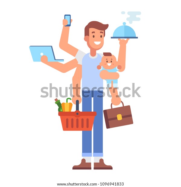 Descubra Hombre Multitarea Super Papa Padre Imagenes De Stock En Hd Y Millones De Otras Fotos Ilustraciones Y Vectores En Stock Libres De Regalias En La Coleccion De Shutterstock Se Agregan Miles De Imagenes Nuevas De Alta Calidad Todos Los Dias