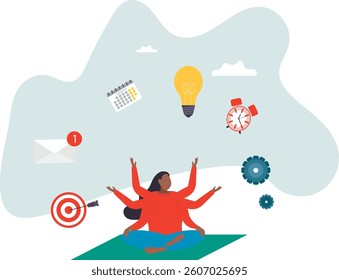 Multitasking or manage project, task or work efficiency, productivity or time management, workload balance or work responsibility .character for design.