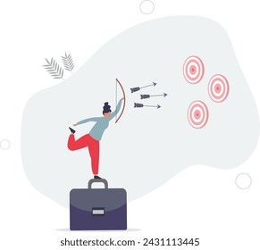 Multitasking oder Mehrzweckstrategie, die auf viele Ziele oder Ziele abzielt, geschickter Fachmann, um Erfolg in der Arbeit und Karrierekonzept zu erreichen.