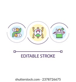 Multitasking skills loop concept icon. High performance. Productive workflow. Self management abstract idea thin line illustration. Isolated outline drawing. Editable stroke. Arial font used