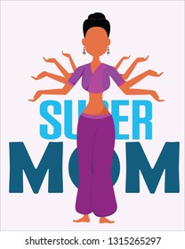 Multitasking super mom concept with Indian woman - Vector