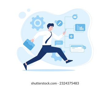 Multitasking trending concept flat illustration