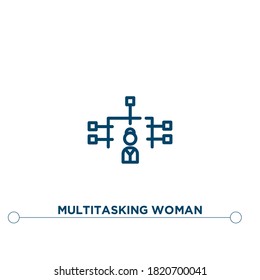 multitasking woman outline vector icon. simple element illustration. multitasking woman outline icon from editable business concept. can be used for web and mobile
