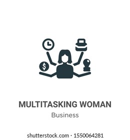 Multitasking woman vector icon on white background. Flat vector multitasking woman icon symbol sign from modern business collection for mobile concept and web apps design.