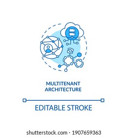 Multitenant architecture concept icon. SaaS advantage idea thin line illustration. Operating in shared environment. Multi-tenant database. Vector isolated outline RGB color drawing. Editable stroke