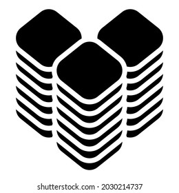 Multitier, layered icon for computing, or generic stack theme. Harddisk, harddrive icon, symbol