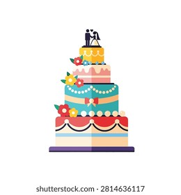 Multitiered cake with colorful frosting
