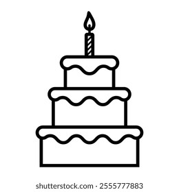 Multi-tiered cake vector icon. Bakery dessert, Birthday cake symbol, Wedding cake illustration. Flat pictogram isolated on white background.