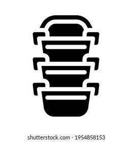 multi-tiered lunchbox glyph icon vector. multi-tiered lunchbox sign. isolated contour symbol black illustration