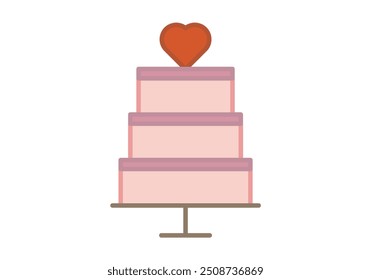 Multi-tiered strawberry wedding cake with heart