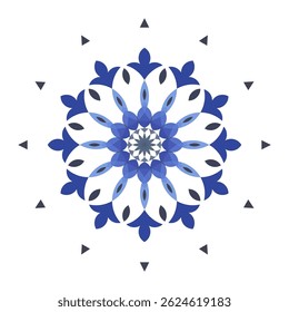 Multi-tone blue flowers surrounded by triangles