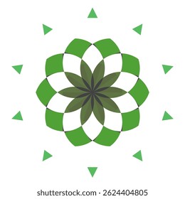 Multi-toned green flowers with diamonds surrounding them