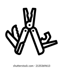 multitool hiker tool line icon vector. multitool hiker tool sign. isolated contour symbol black illustration