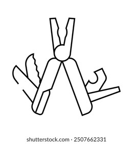 multitool hiker tool line icon vector. multitool hiker tool sign. isolated contour symbol black illustration