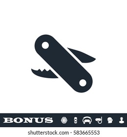 Multitool icon flat. Black pictogram on white background. Vector illustration symbol and bonus button