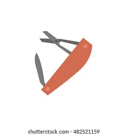 Multitool icon in flat color style. Multifunction camping survival multipurpose sharp repair