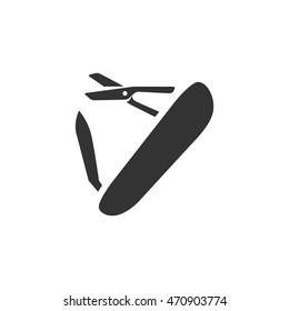 Multitool icon in single color. Multifunction camping survival multipurpose sharp repair