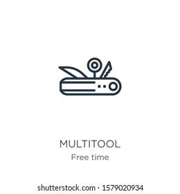 Multitool icon. Thin linear multitool outline icon isolated on white background from free time collection. Line vector sign, symbol for web and mobile