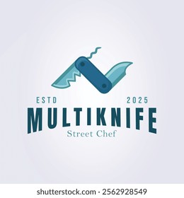multitool knife logo template illustration design, flat modern multi knife logo symbol icon vector