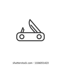 Multitool knife outline icon. linear style sign for mobile concept and web design. Jackknife simple line vector icon. Symbol, logo illustration. Pixel perfect vector graphics