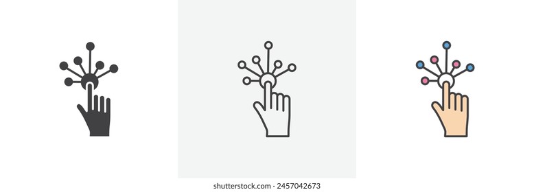 Multi-Touch Interface Vector Icons for Interactive Screens