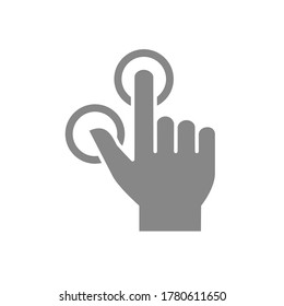 Multitouch for two fingers grey icon. Touch screen finger gesture symbol