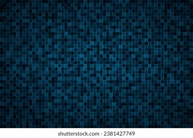 Multitude of 0 and 1 symbols of binary code, dark digital technology background, data represented by binary number system