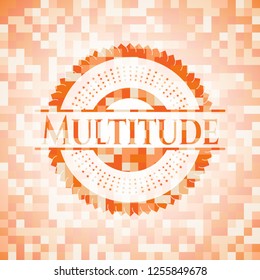 Multitude abstract emblem, orange mosaic background