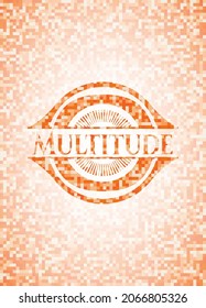 Multitude abstract emblem, orange mosaic background 