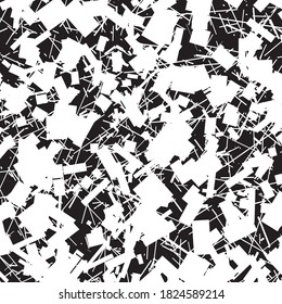 Multitude of black and white  rectangles and stripes in intervowen, loose fitting grid texture