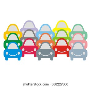 multitude cars, vector icon, parking lot
