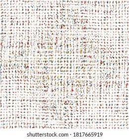 Multitude of colorful amorphous rectangles in intervowen, tight fitting grid texture