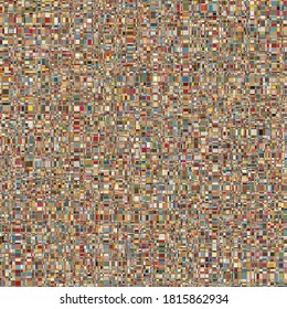 Multitude of colorful rectangles in intervowen, tight fitting grid texture