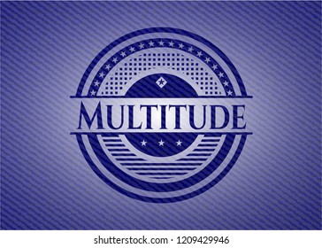 Multitude emblem with jean background