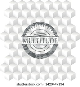 Multitude grey emblem with geometric cube white background