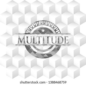 Multitude grey emblem. Vintage with geometric cube white background